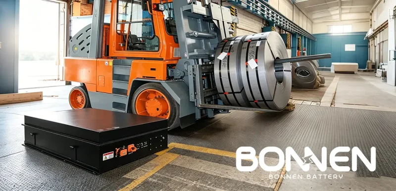 High Voltage 300V/600V Lithium Battery for Heavy Duty Forklifts, AGV, Electric Multidirectional Sideloaders & Steel Coil Handling Equipment | Industrial LiFePO4 Power Solution