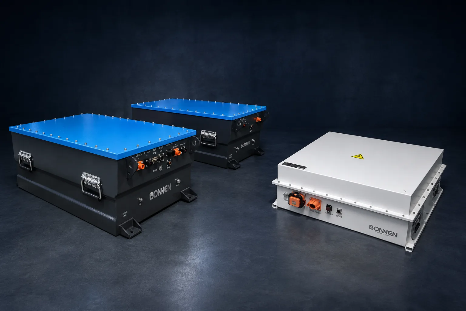 Bonnen 96V twin battery system and separate 144V low-profile marine battery enclosure