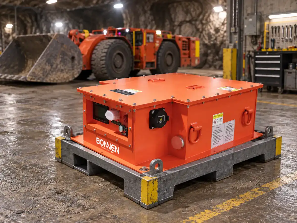 Compact orange battery enclosure concept for mining equipment