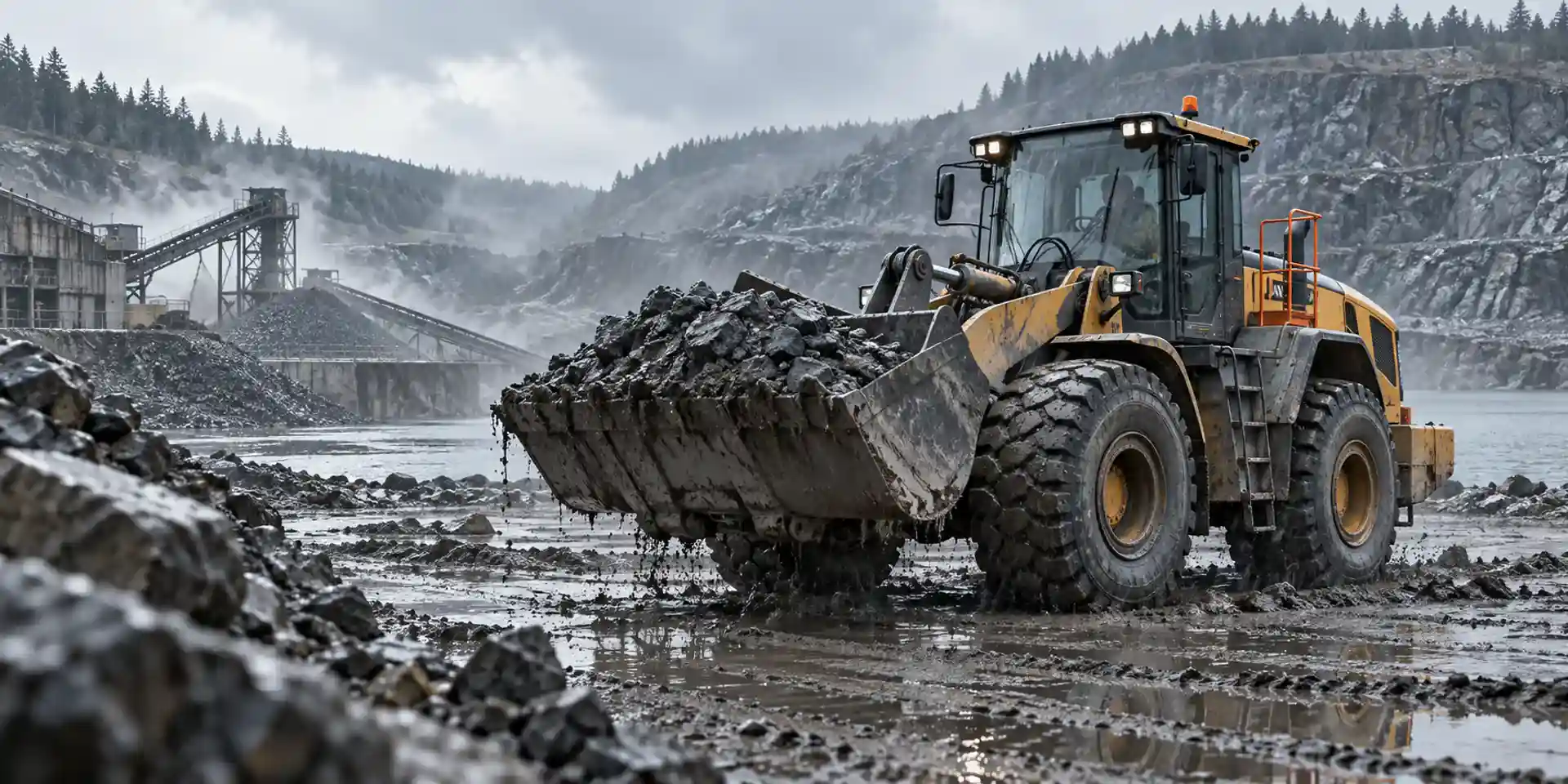 Heavy equipment working in a dusty harsh-duty industrial environment
