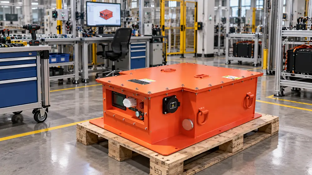 OEM engineering workspace showing an industrial lithium battery pack